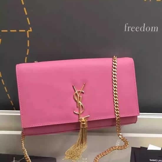 Replica Saint Laurent Medium Monogramme Tassel Bag In Pink Calfskin